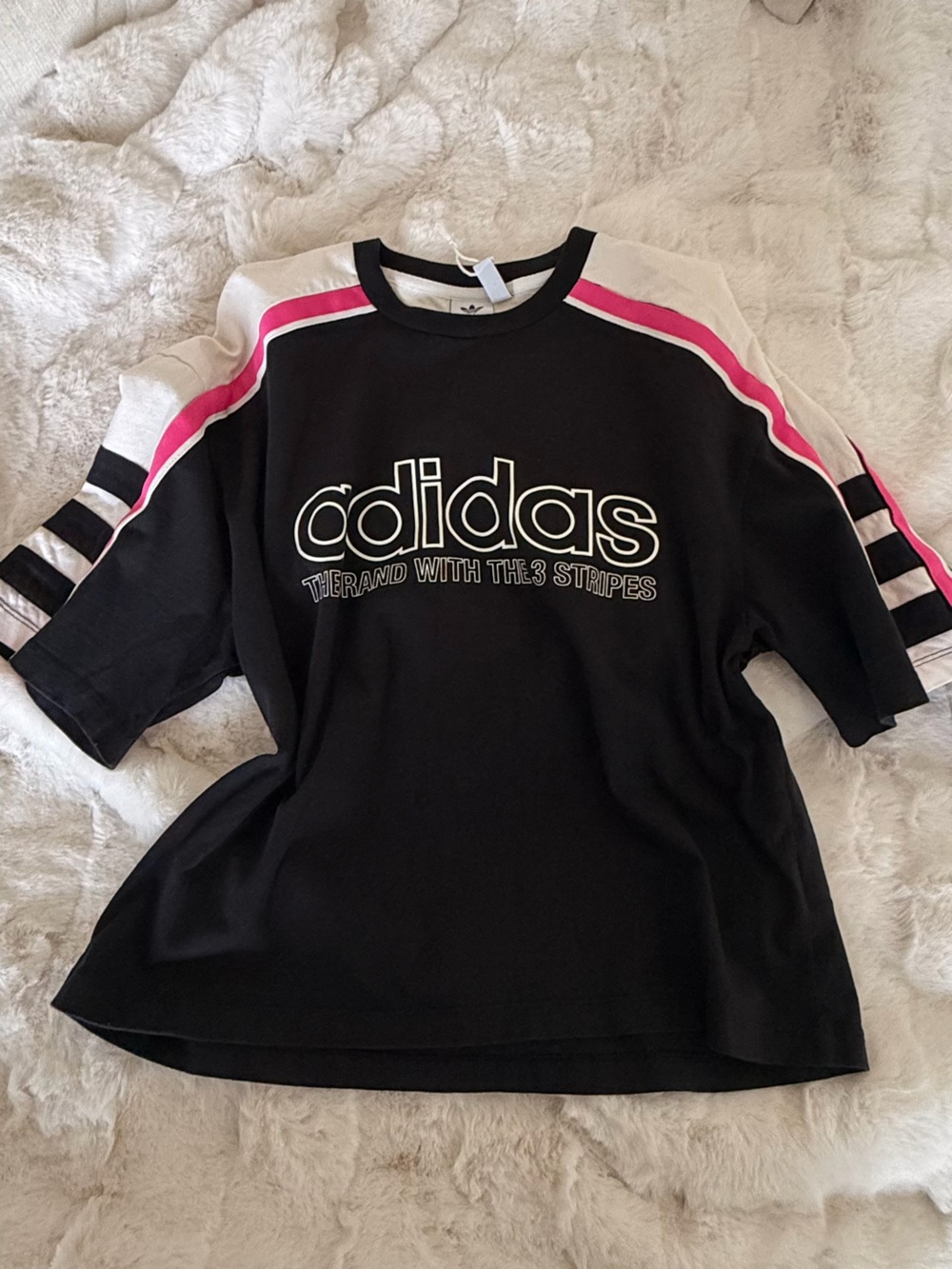 adidas Black Tee with White Logo and Drawstrings